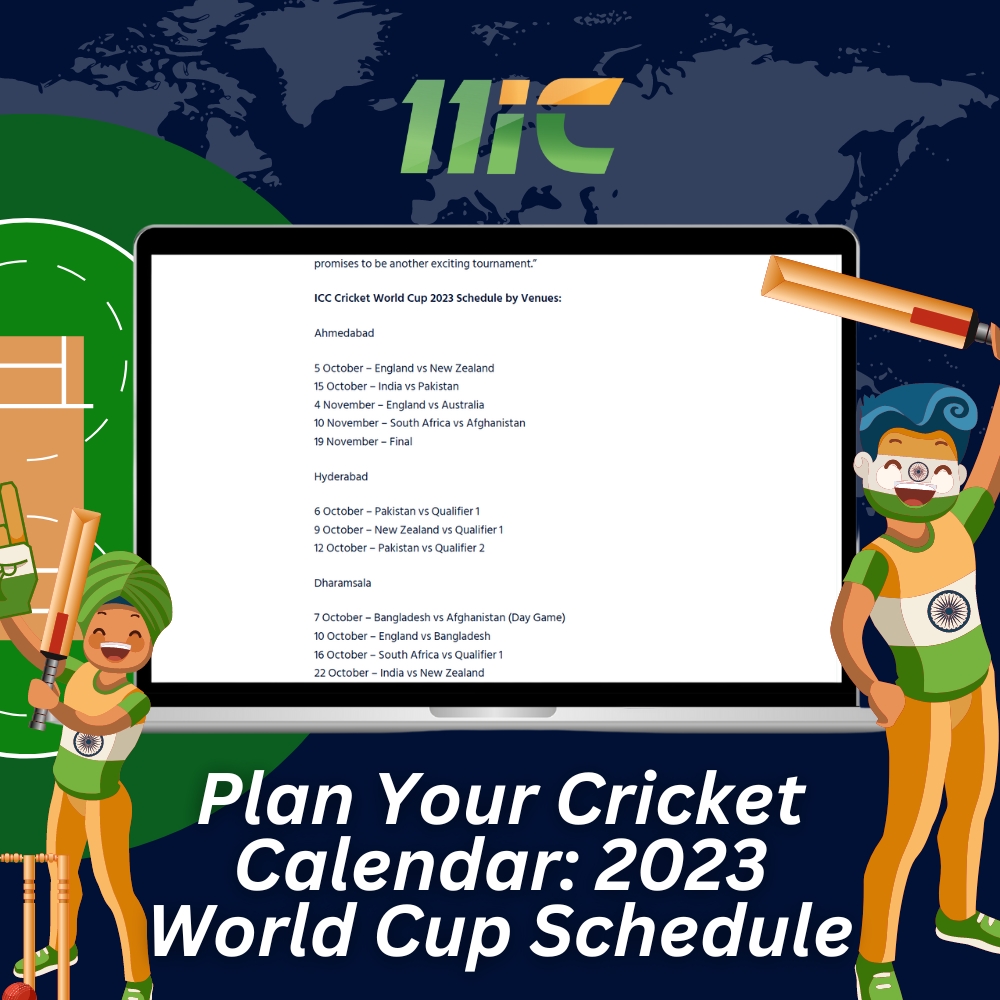 Plan Your Cricket Calendar: 2023 World Cup Schedule
